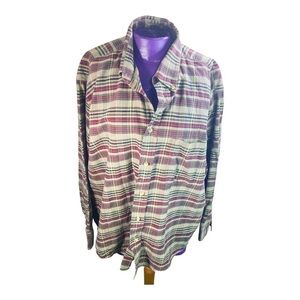 Natural Issue Executive Khakis brown maroon cotton button up men’s L